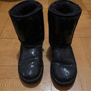 Black Sequin Ugg Boots size 6US 37EU